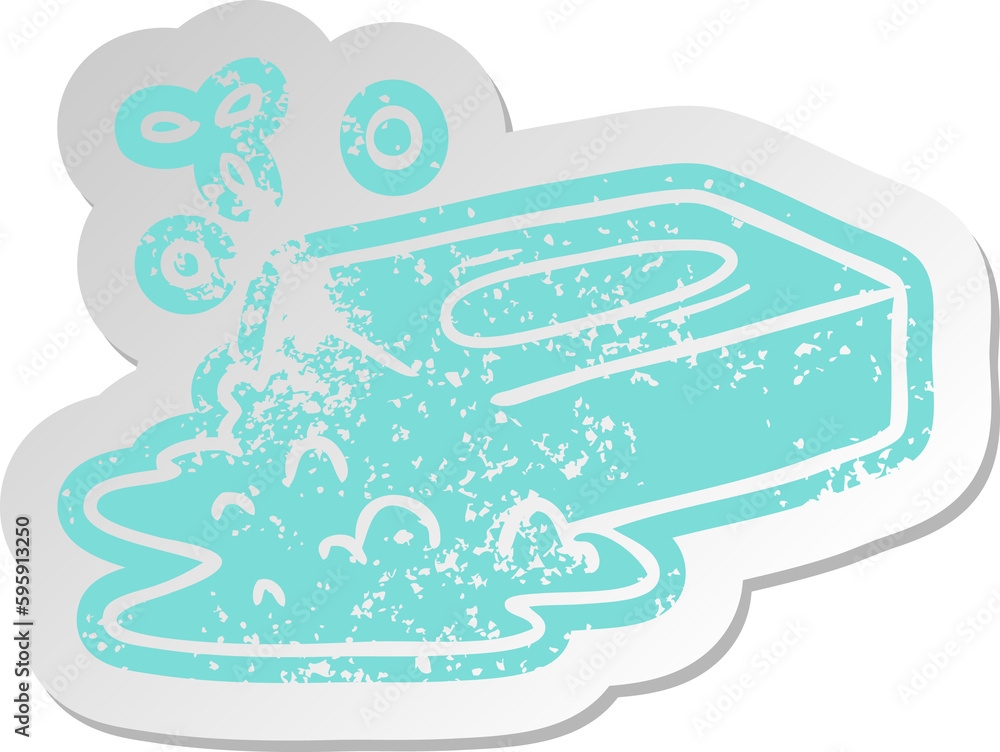 Fototapeta premium distressed old cartoon sticker of a bubbled soap
