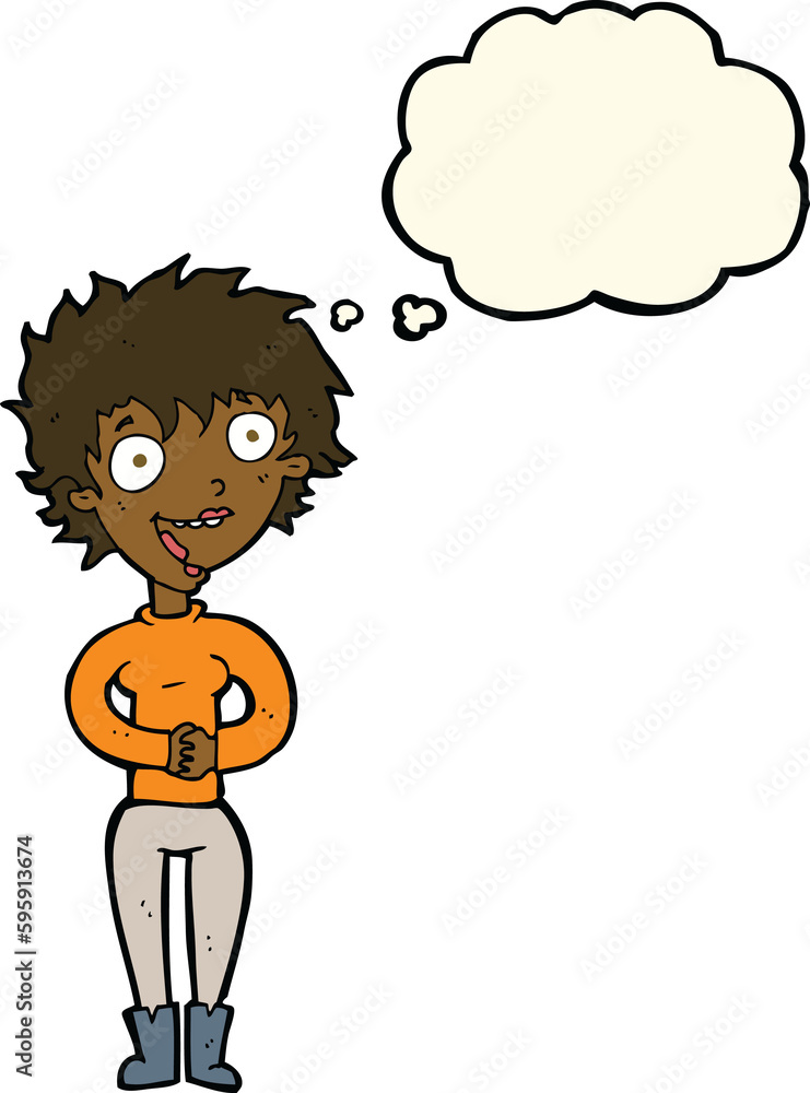 cartoon crazy excited woman with thought bubble cartoon crazy excited woman with thought bubble