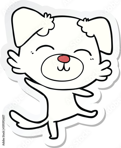 sticker of a cartoon dog doing a happy dance