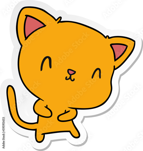 sticker cartoon illustration of cute kawaii cat