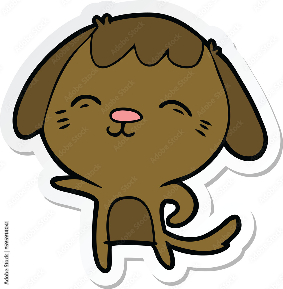 Obraz premium sticker of a happy cartoon dog