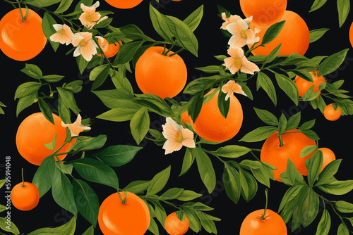 Colorful, seamless repeating pattern of fruit