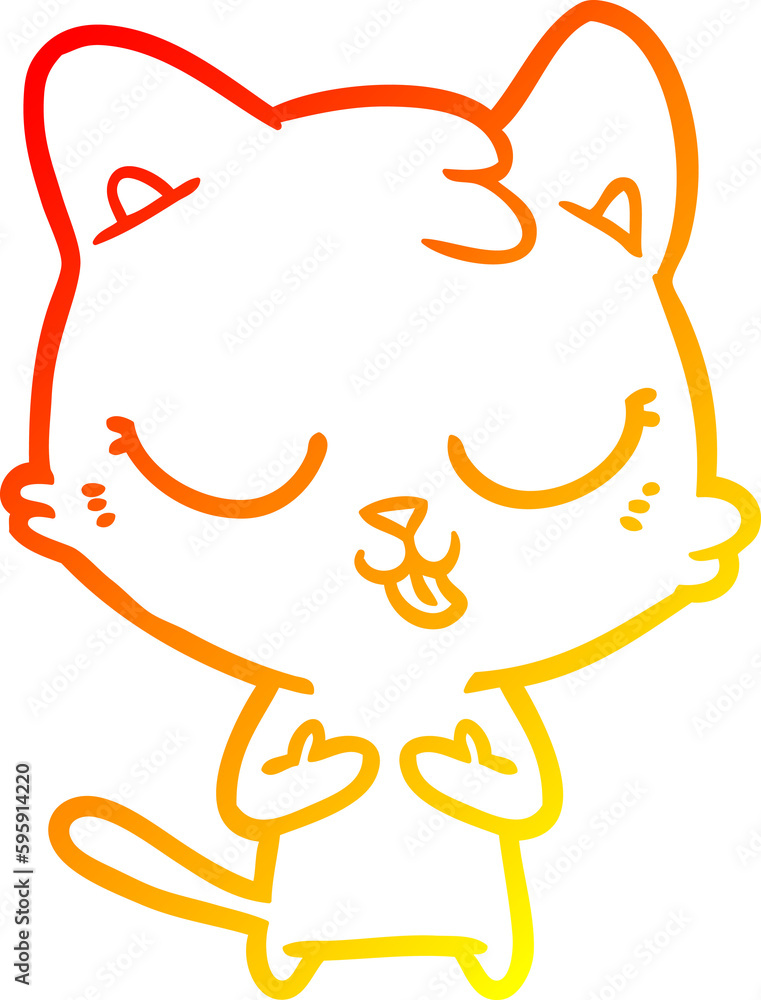 warm gradient line drawing of a cartoon cat