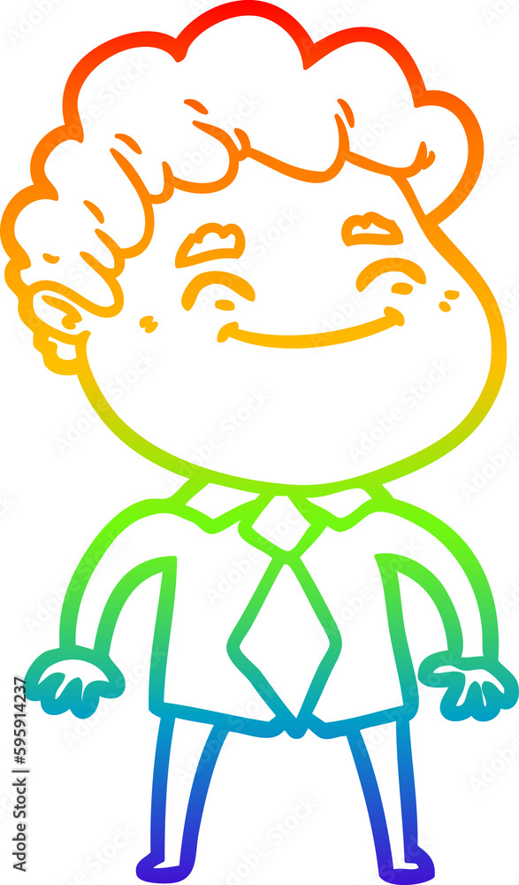rainbow gradient line drawing of a cartoon friendly man rainbow gradient line drawing of a cartoon friendly man