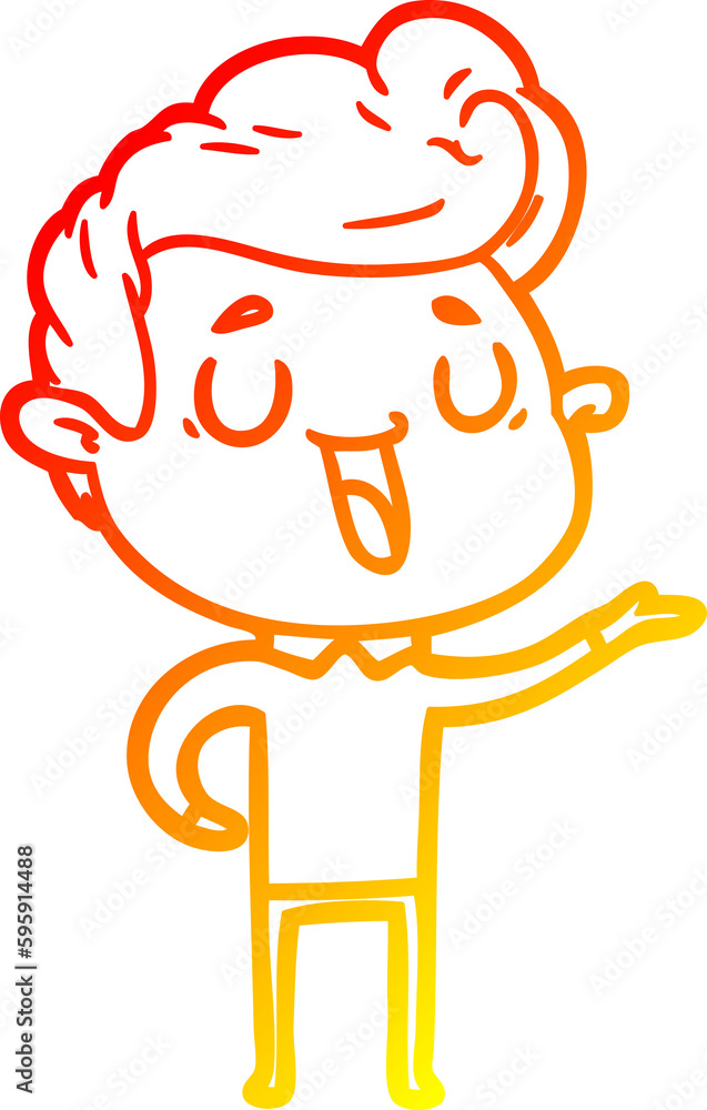 warm gradient line drawing of a happy cartoon man warm gradient line drawing of a happy cartoon man