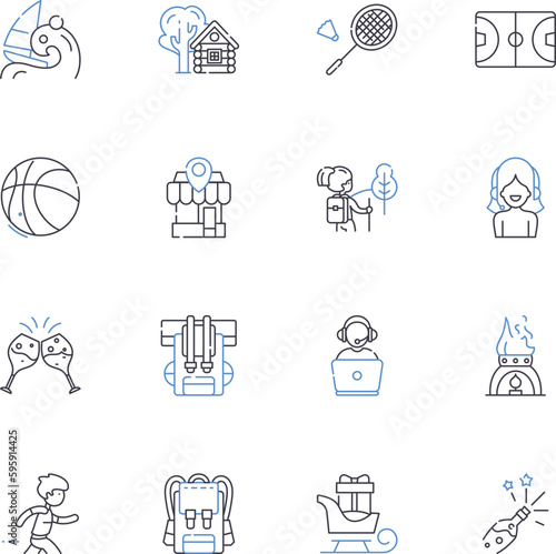 Distraction line icons collection. Interruption, Diversion, Inattention, Disturbance, Misdirection, Dithering, Disruption vector and linear illustration. Preoccupation,Detour,Neglect outline signs set