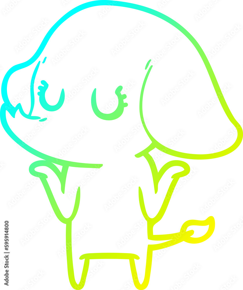 cold gradient line drawing of a cute elephant shrugging shoulders cold gradient line drawing of a cute elephant shrugging shoulders