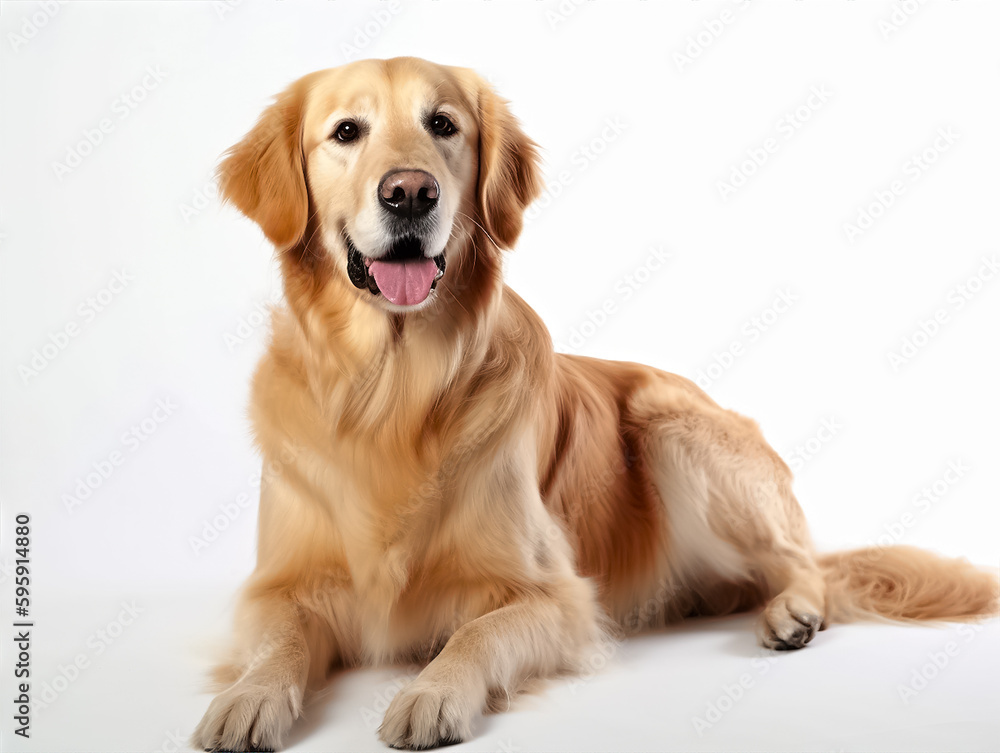 Generative ai illustration of a sitting sideways Golden Retriever Generative ai illustration of a sitting sideways Golden Retriever