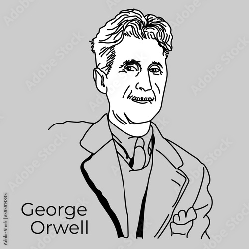 George Orwell was a British writer, journalist and literary critic, radio host, author of memoirs, and publicist. Vector.