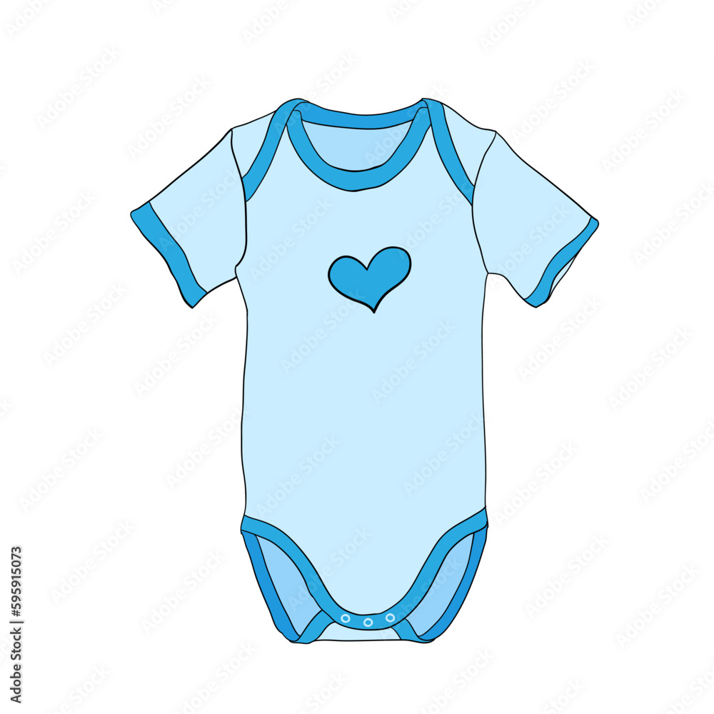 Baby blue bodysuit for a boy. Vector illustration isolated on a white background. Flat style. Baby blue bodysuit for a boy. Vector illustration isolated on a white background. Flat style.