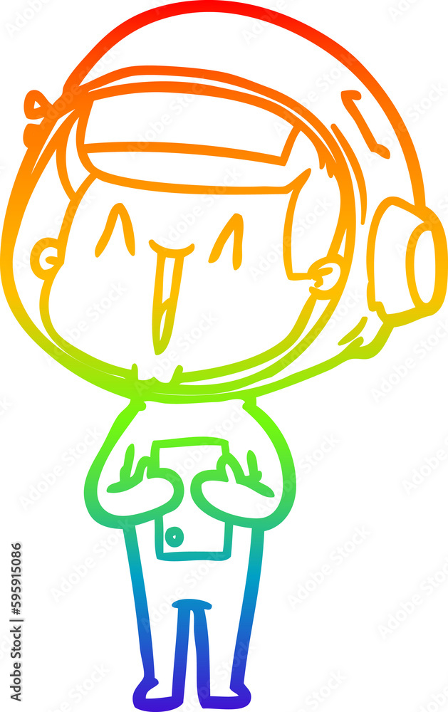 rainbow gradient line drawing of a happy cartoon astronaut rainbow gradient line drawing of a happy cartoon astronaut
