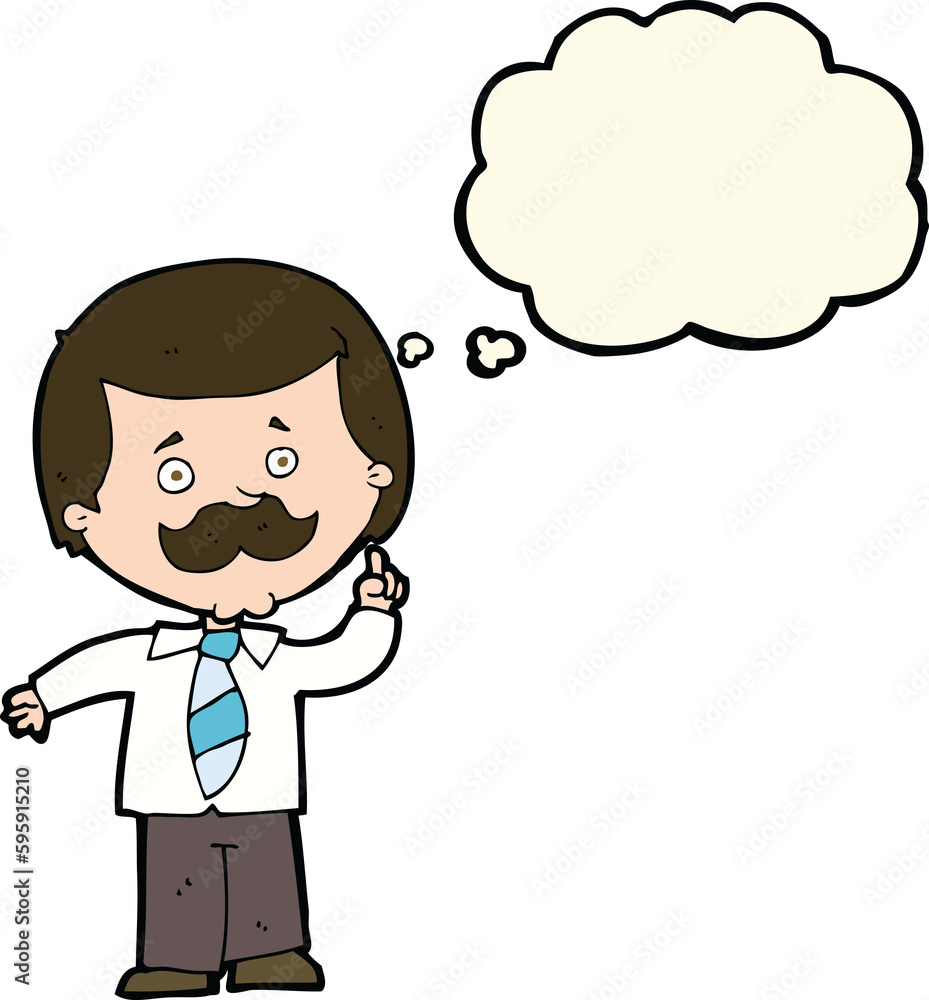 cartoon newsreader man with idea with thought bubble cartoon newsreader man with idea with thought bubble