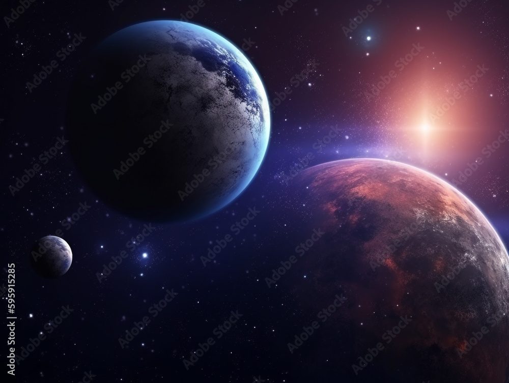 space background with planet and galaxy 