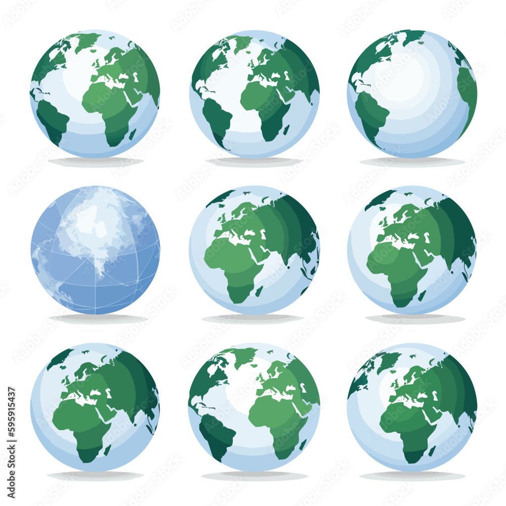 earth globe set vector icons