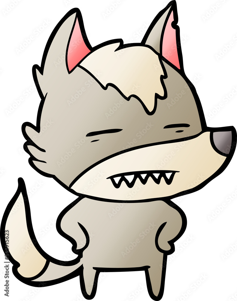 Obraz premium cartoon wolf showing teeth