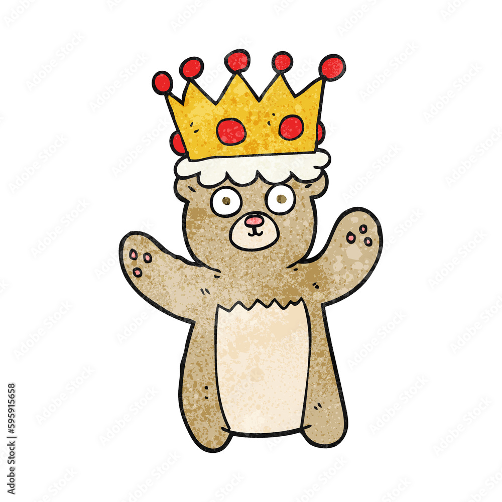 Obraz premium freehand textured cartoon teddy bear wearing crown