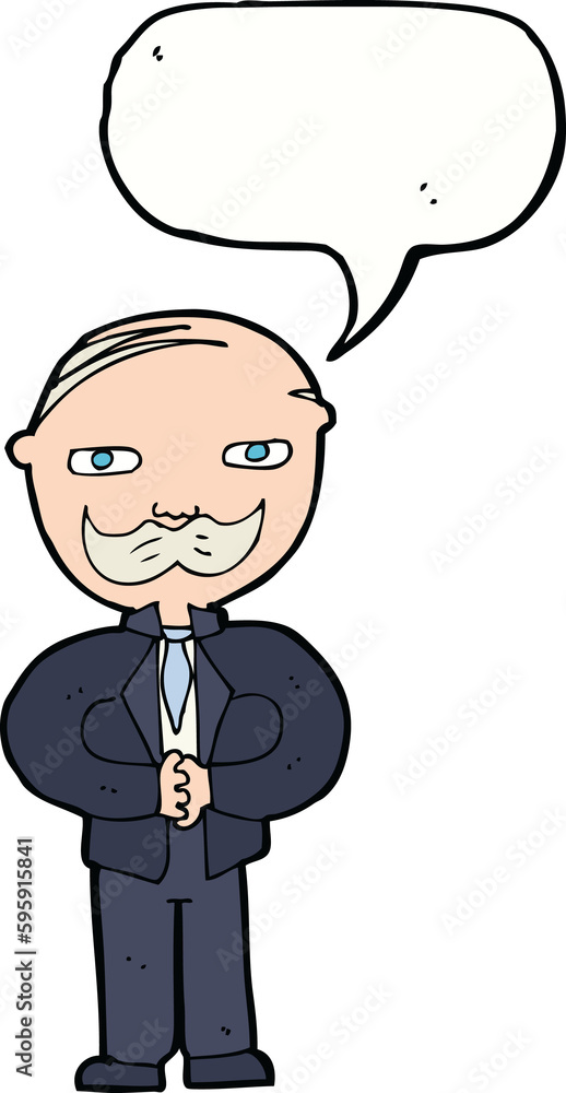cartoon old man with mustache with speech bubble cartoon old man with mustache with speech bubble