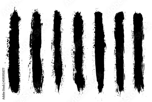 Set of ink black abstract paint stroke isolated on white background. Paint droplets. Digitally generated image. Vector design elements, illustration, EPS 10.