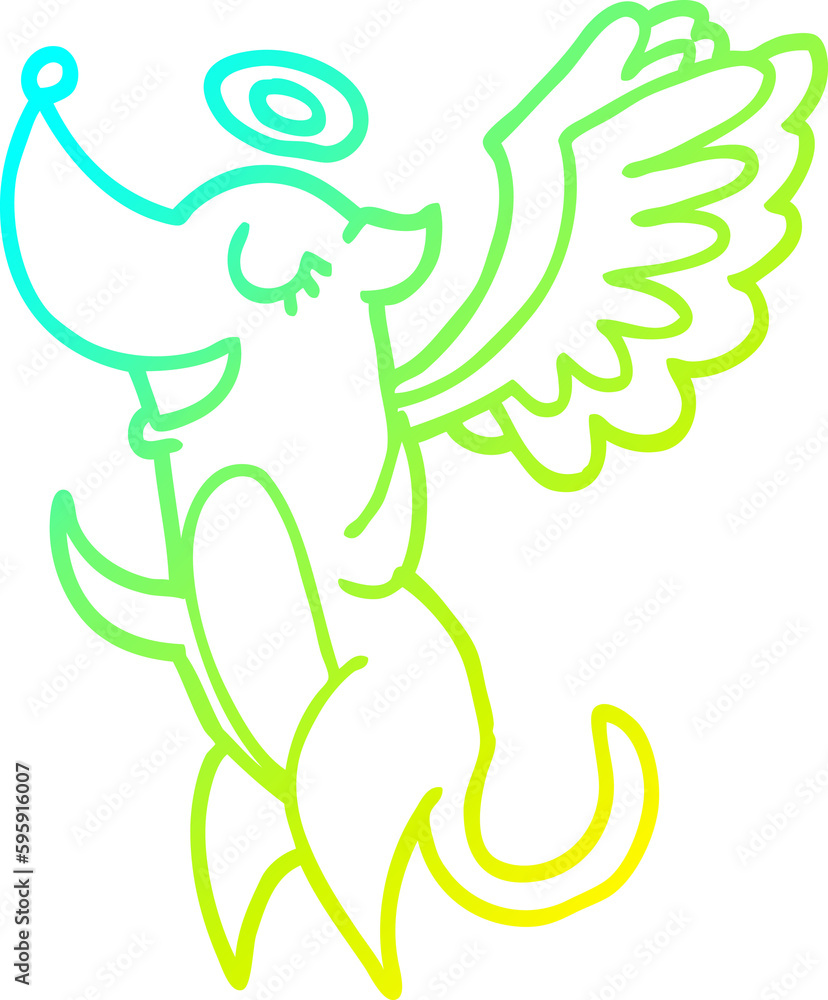 Obraz premium cold gradient line drawing of a cartoon angel dog