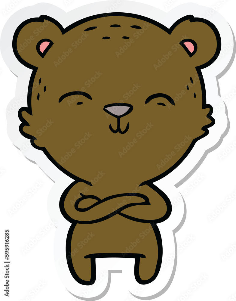 sticker of a happy confident cartoon bear sticker of a happy confident cartoon bear