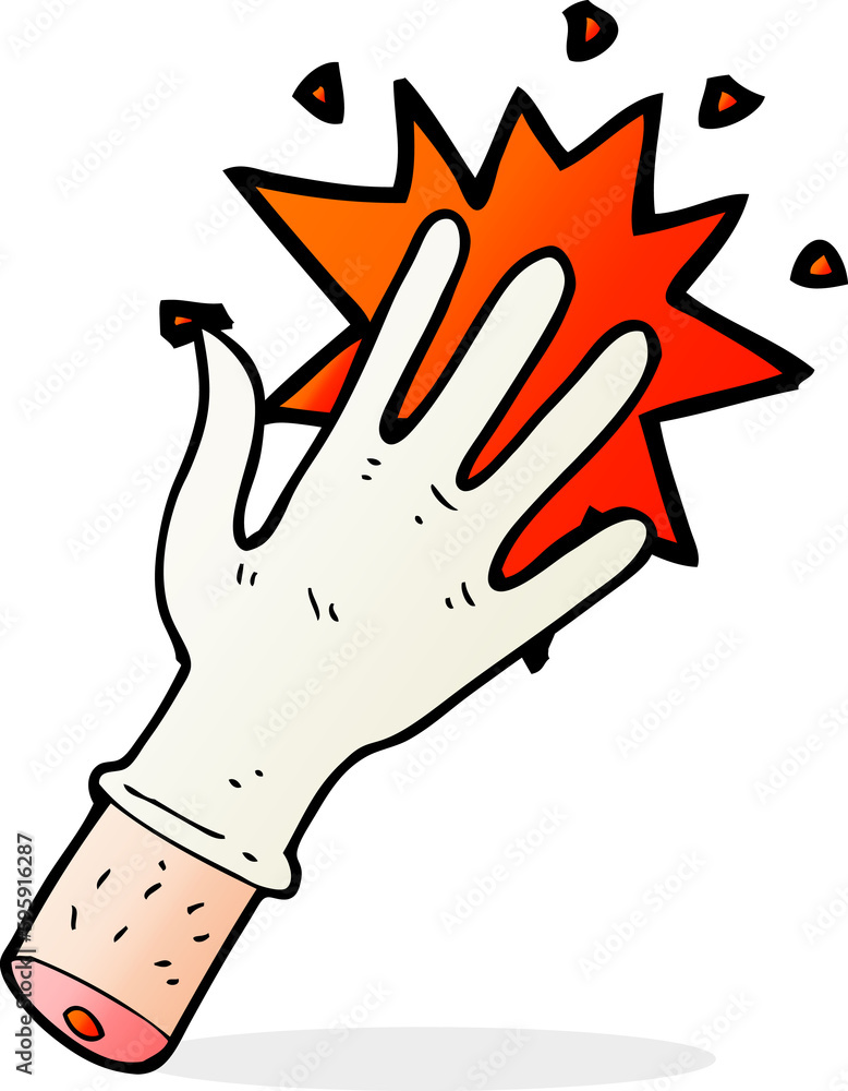 cartoon snapping rubber glove symbol cartoon snapping rubber glove symbol