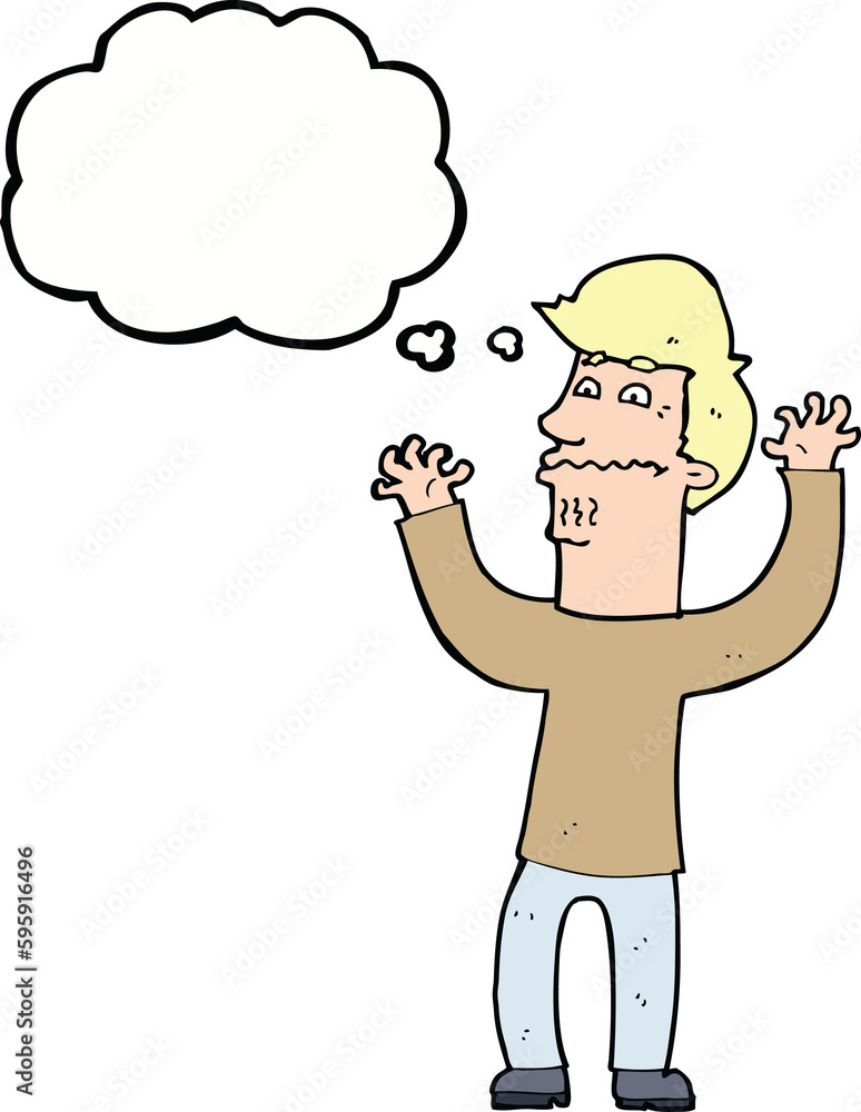 cartoon nervous man with thought bubble cartoon nervous man with thought bubble