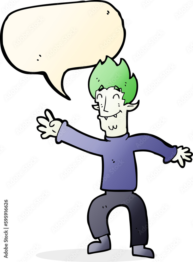 cartoon happy vampire man with speech bubble cartoon happy vampire man with speech bubble