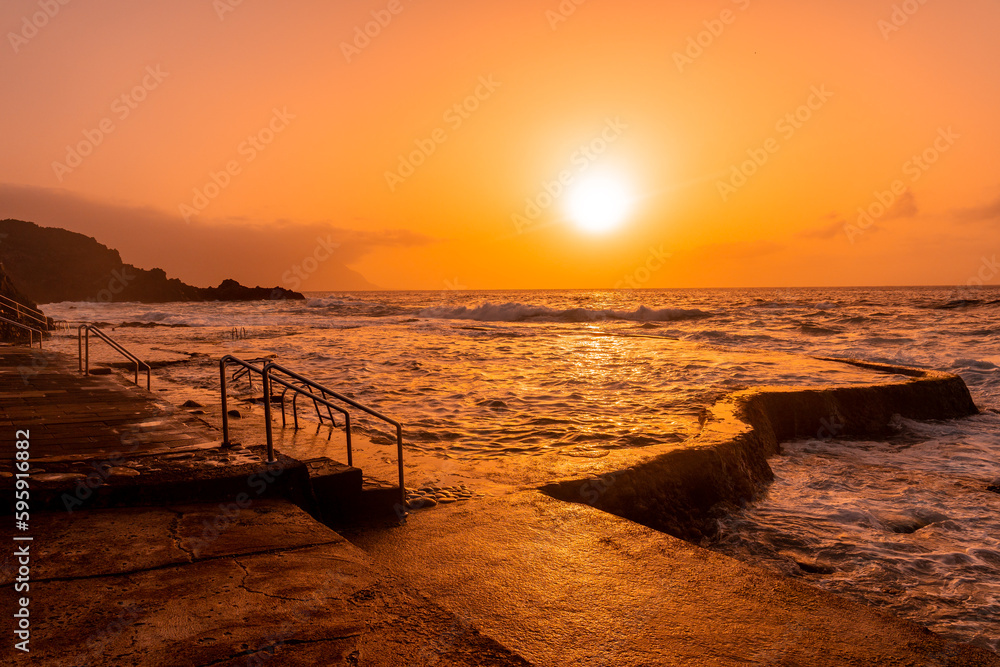 Sunset at the natural pools of La Maceta in El Hierro, Canary Islands Sunset at the natural pools of La Maceta in El Hierro, Canary Islands