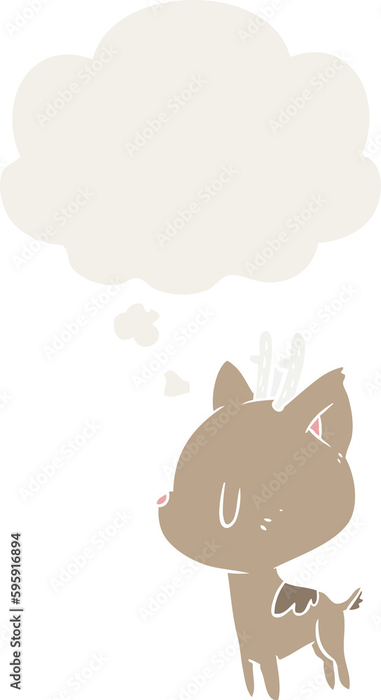 cartoon deer with thought bubble in retro style cartoon deer with thought bubble in retro style