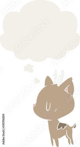 cartoon deer with thought bubble in retro style © lineartestpilot