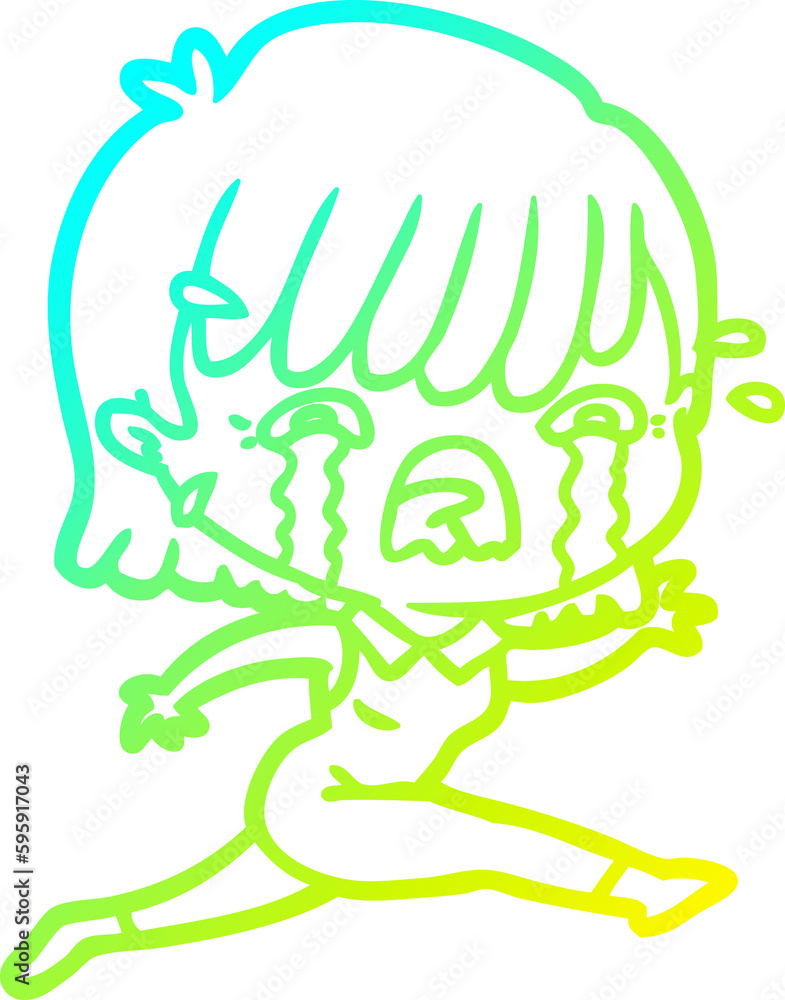 cold gradient line drawing of a cartoon girl crying cold gradient line drawing of a cartoon girl crying