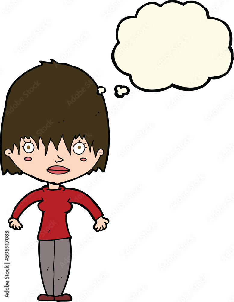 cartoon woman staring with thought bubble cartoon woman staring with thought bubble
