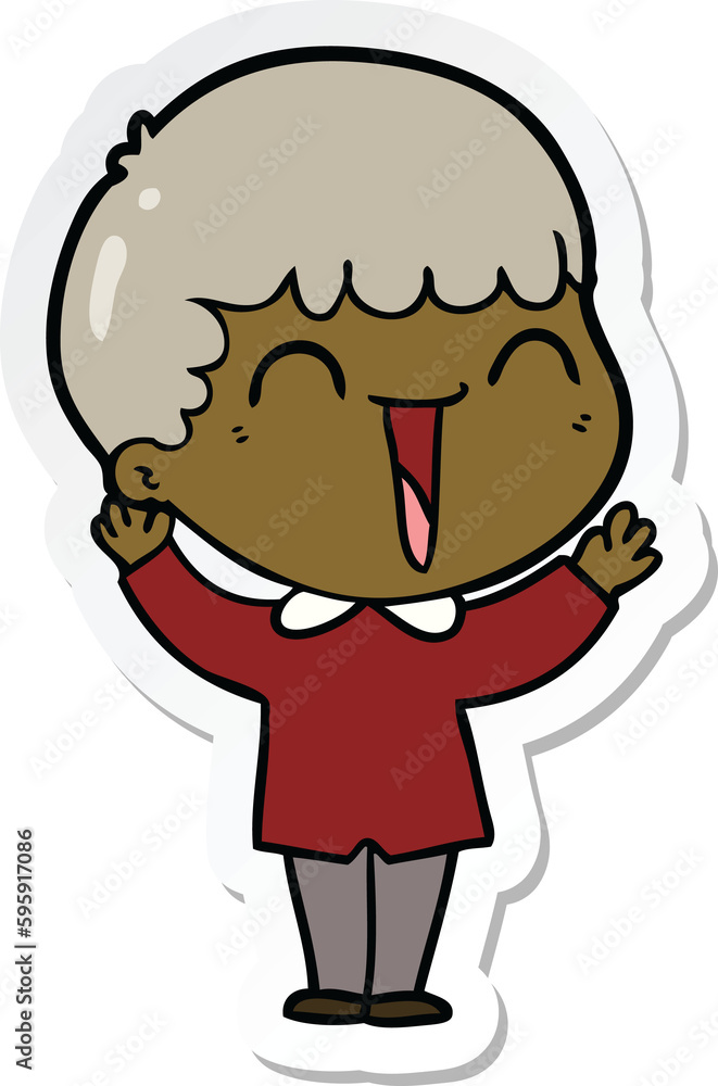sticker of a cartoon happy man sticker of a cartoon happy man