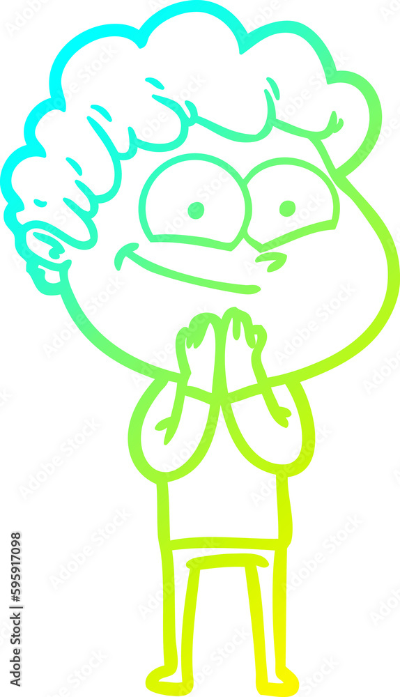 cold gradient line drawing of a cartoon happy man cold gradient line drawing of a cartoon happy man