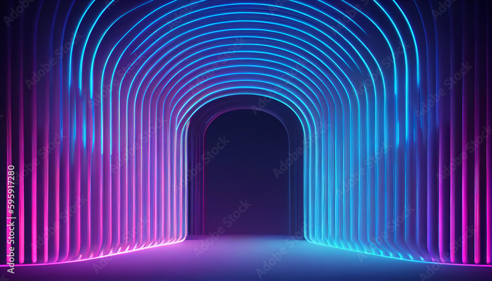 Abstract Geometric Background with Pink and Blue Neon Lines Glowing in the Dark (Generative AI) Abstract Geometric Background with Pink and Blue Neon Lines Glowing in the Dark (Generative AI)