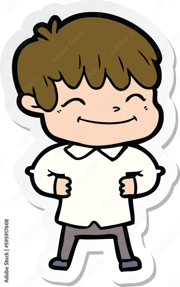 sticker of a cartoon happy boy sticker of a cartoon happy boy