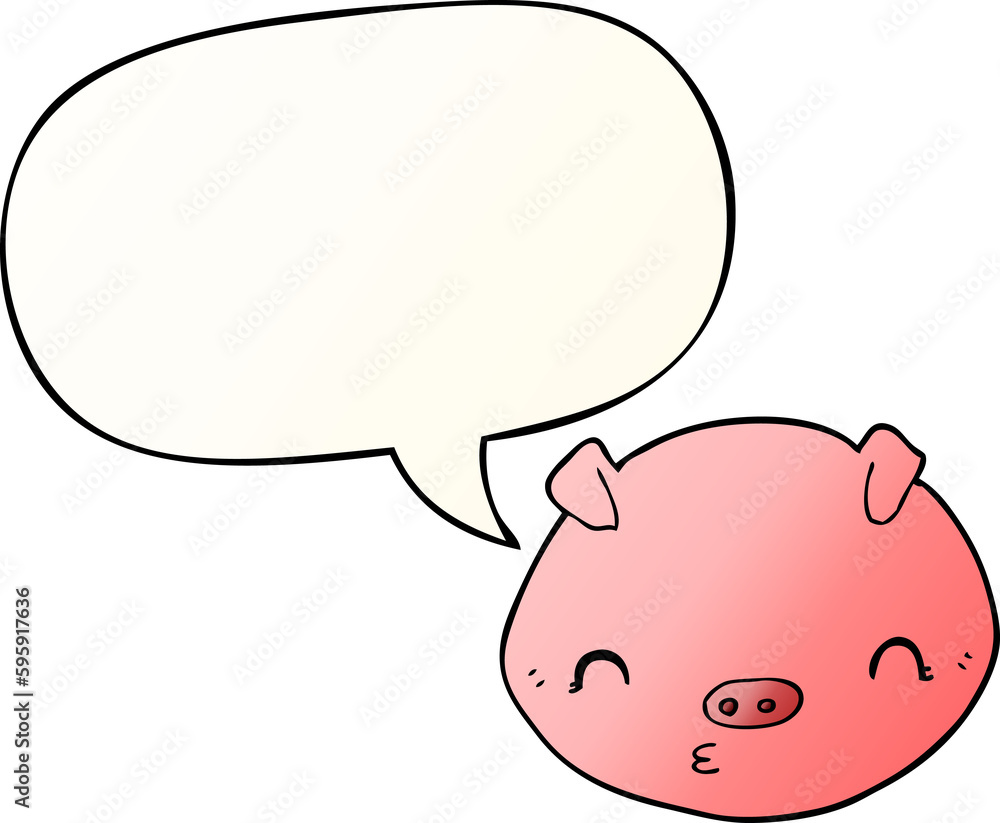 cartoon pig with speech bubble in smooth gradient style cartoon pig with speech bubble in smooth gradient style