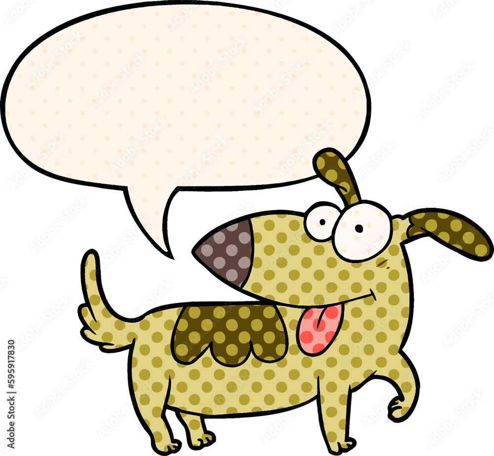cartoon happy dog with speech bubble in comic book style cartoon happy dog with speech bubble in comic book style