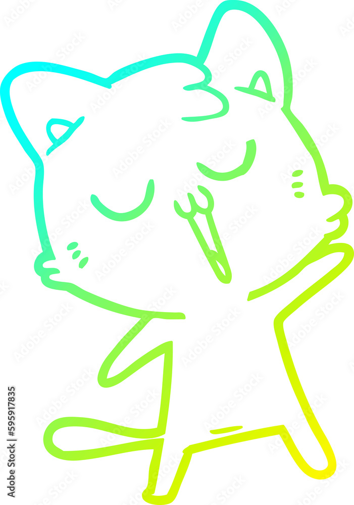 cold gradient line drawing of a cartoon cat singing cold gradient line drawing of a cartoon cat singing
