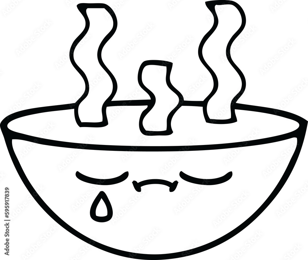line drawing cartoon of a bowl of hot soup line drawing cartoon of a bowl of hot soup