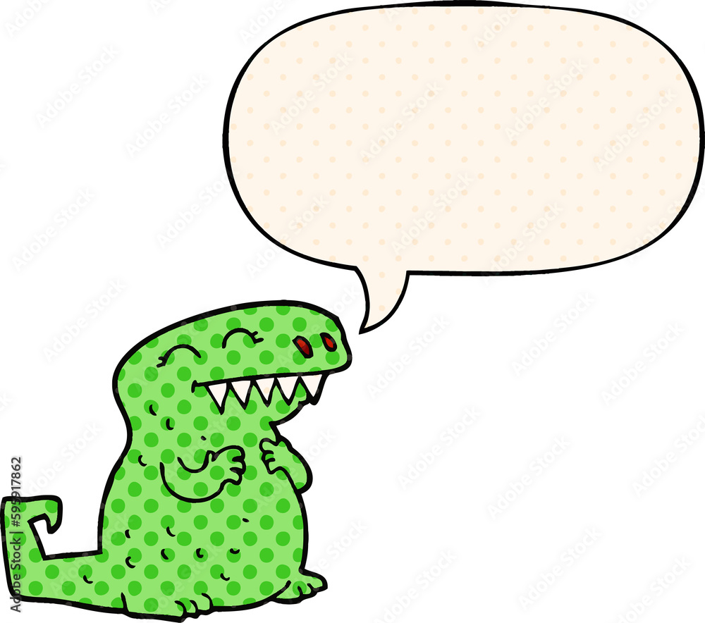 cartoon dinosaur with speech bubble in comic book style cartoon dinosaur with speech bubble in comic book style