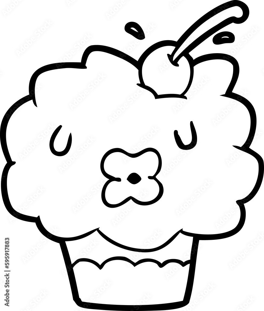 funny line drawing of a cupcake funny line drawing of a cupcake