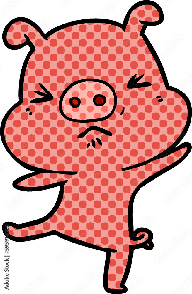 cartoon furious pig