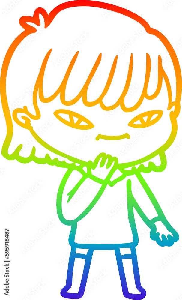 rainbow gradient line drawing of a cartoon woman rainbow gradient line drawing of a cartoon woman