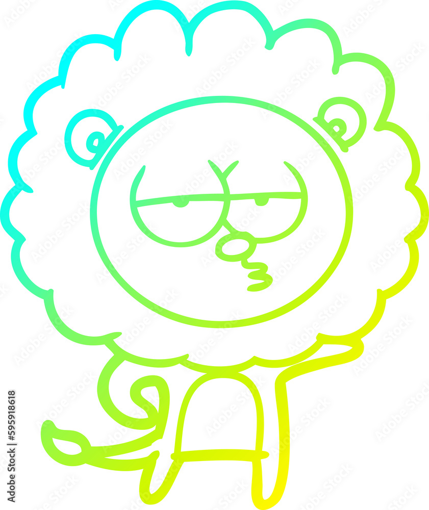 cold gradient line drawing of a cartoon bored lion cold gradient line drawing of a cartoon bored lion
