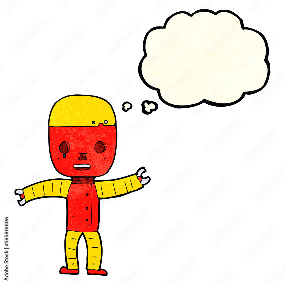 Obraz premium cartoon robot with thought bubble