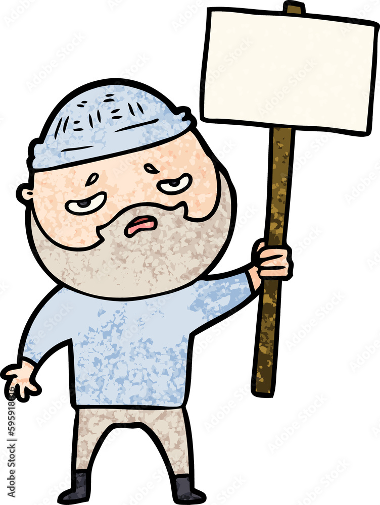 cartoon worried man with beard