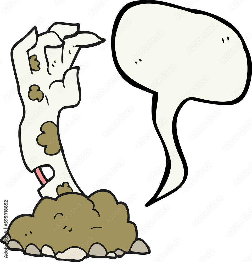 freehand drawn speech bubble cartoon zombie hand rising from ground freehand drawn speech bubble cartoon zombie hand rising from ground