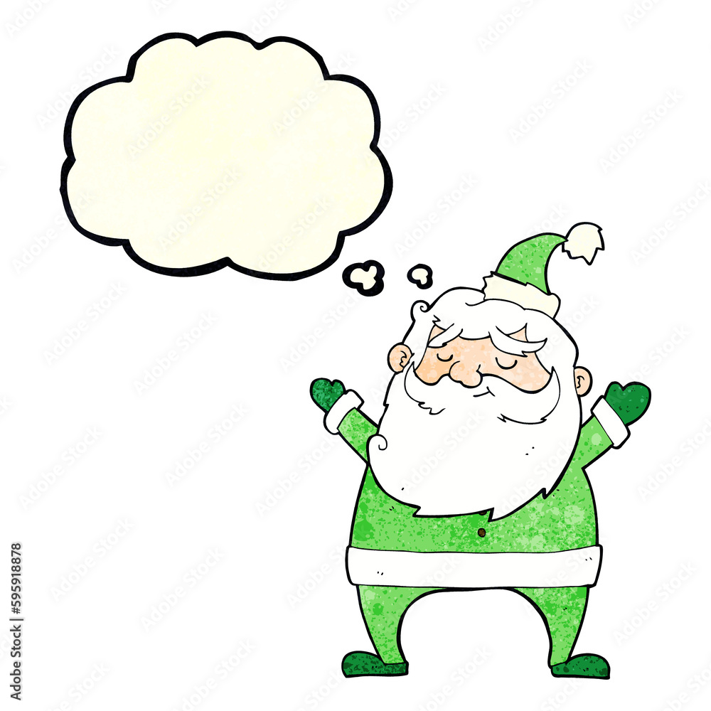 jolly santa cartoon with thought bubble jolly santa cartoon with thought bubble