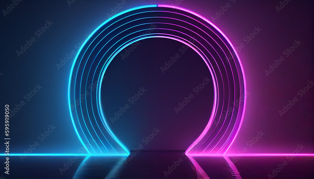 Abstract Geometric Background with Pink and Blue Neon Lines Glowing in the Dark (Generative AI) Abstract Geometric Background with Pink and Blue Neon Lines Glowing in the Dark (Generative AI)